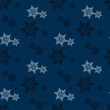 Snowflakes seamless pattern. Blue snowflake vector xmas abstract background 스톡 일러스트