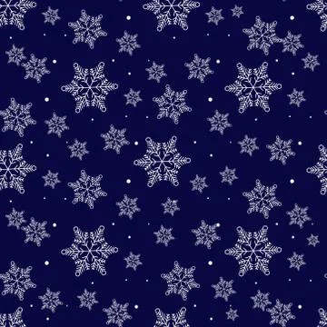 Snowflakes seamless pattern. Blue snowflake vector xmas abstract background 스톡 일러스트