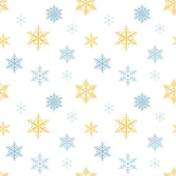 Snowflakes seamless pattern. Christmas endless background. Snowfall repeated Stock Illustration