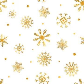 Snowflakes seamless pattern. Christmas wrapping paper with gold snowflakes. W Illustrazione stock