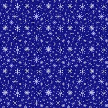 Snowflakes seamless pattern of many snowflakes on the dark blue background. W Stock Illustration