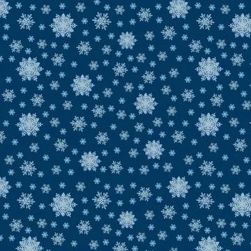 Snowflakes seamless pattern of many snowflakes on the dark blue-green backgro Stock Photos
