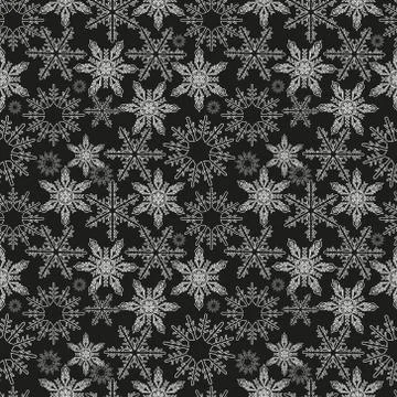Snowflakes seamless pattern. New Years snow endless background, winter repeating Stock Illustration