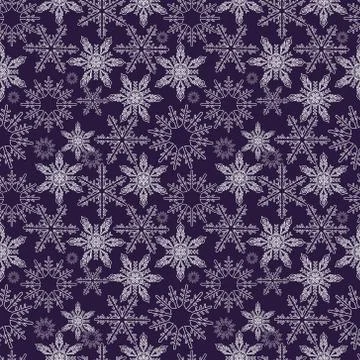 Snowflakes seamless pattern. New Years snow endless background, winter repeating 스톡 일러스트