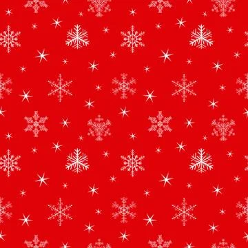 Snowflakes seamless pattern on red background. Vector illustration. Christmas Illustrazione stock