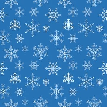 Snowflakes seamless pattern on red background. Vector illustration. Christmas Stock Illustration