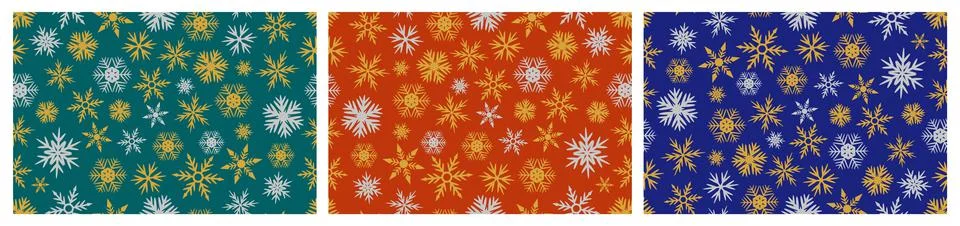 Snowflakes seamless pattern set for decoration for Christmas design. Stock Illustration