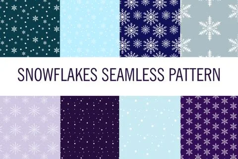 Snowflakes seamless pattern. Snow falls background. Vector illustration. 스톡 일러스트