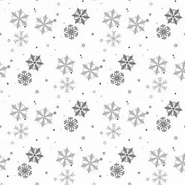 Snowflakes seamless pattern. Snow falls background. Symbol winter, Merry Ch.. Illustrazione stock