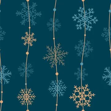 Snowflakes seamless pattern, vector illustration Stock Illustration