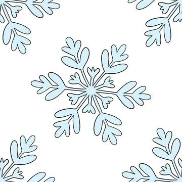 Snowflakes seamless pattern on white background. Stock Illustration