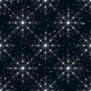 Snowflakes seamless pattern. white starson dark background with christmas e.. Stock Illustration
