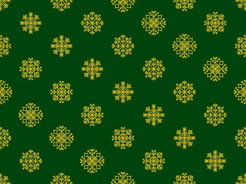 Snowflakes seamless pattern. Winter background with geometric snowflakes of.. Stock Illustration