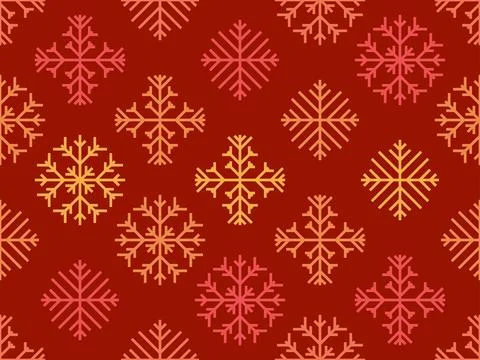 Snowflakes seamless pattern. Winter background with geometric snowflakes of.. Stock Illustration