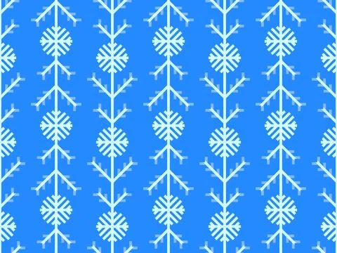 Snowflakes seamless pattern. Winter background with geometric snowflakes of.. Stock Illustration