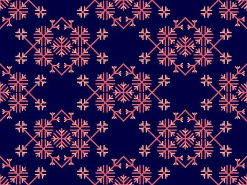 Snowflakes seamless pattern. Winter background with geometric snowflakes of.. Illustrazione stock