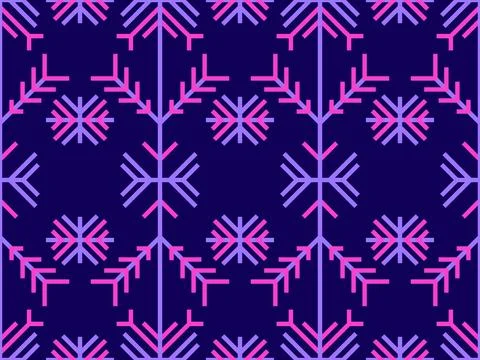 Snowflakes seamless pattern. Winter background with geometric snowflakes of.. Stock Illustration