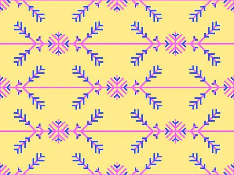 Snowflakes seamless pattern. Winter background with geometric snowflakes of.. 스톡 일러스트