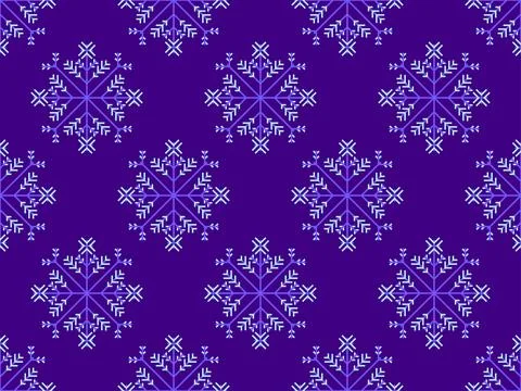 Snowflakes seamless pattern. Winter background with geometric snowflakes of.. Stock Illustration