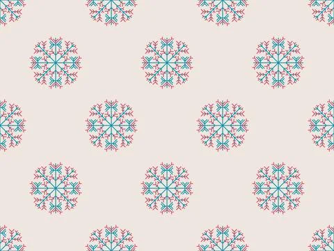 Snowflakes seamless pattern. Winter background with geometric snowflakes of.. Stock Illustration