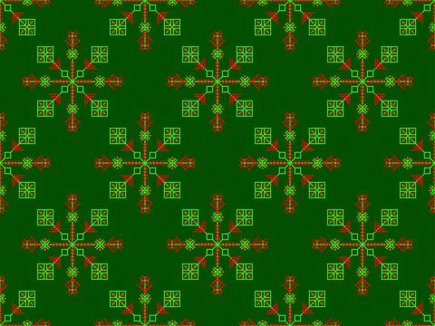 Snowflakes seamless pattern. Winter background with geometric snowflakes of.. Stock Illustration
