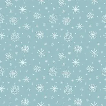 Snowflakes seamless pattern - wrapping paper. Hand drawn vector background 스톡 일러스트