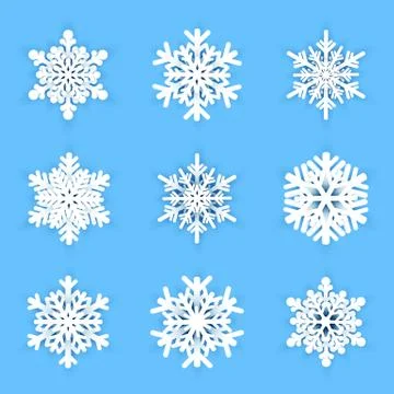 Snowflakes set on blue background. Vector illustration Illustrazione stock