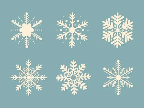 Snowflakes set flat vector illustration Stock Illustration