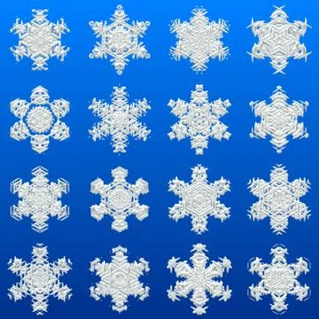 Snowflakes set generated texture Stock Illustration