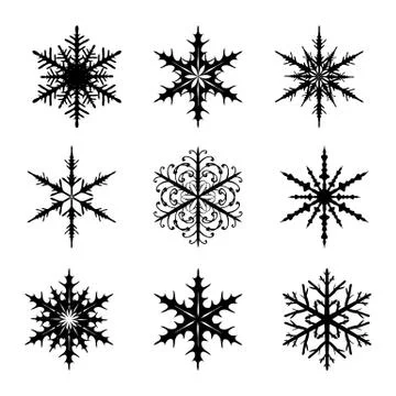 Snowflakes set isolated on white background vector Illustrazione stock