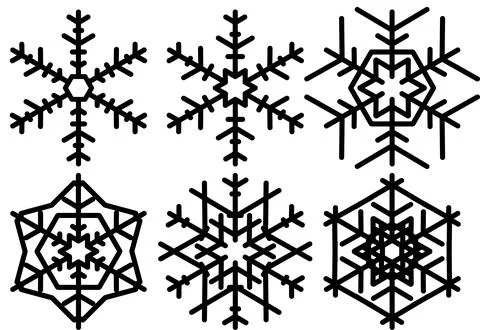 Snowflakes a set of six snowflakes. Vector image. Winter background. Stock Illustration