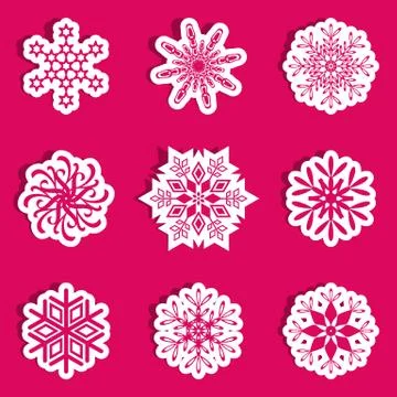 Snowflakes with shadow Stock Illustration