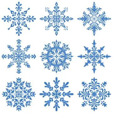 Snowflakes Silhouette Set Stock Illustration