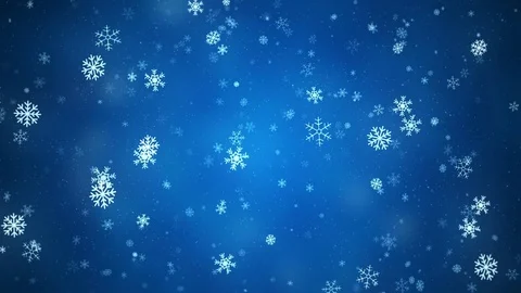 Snowflakes slowly falling down, loopable on blue background Stock Footage 83409050