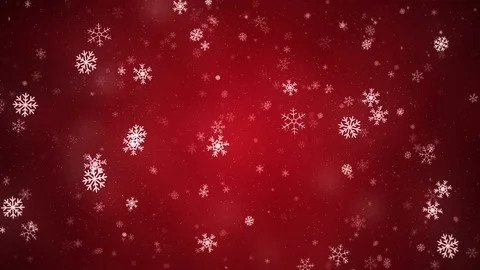 Snowflakes slowly rotating and falling down, loopable on red background Stock Footage 83409039