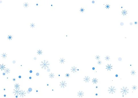 Snowflakes. Snow, snowfall. Falling scattered blue snowflakes on a white back Stock Illustration