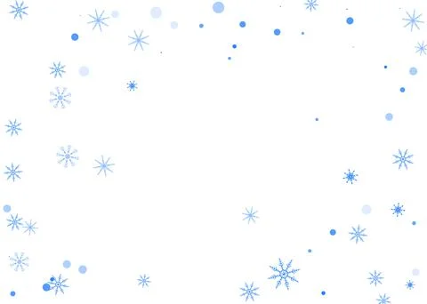 Snowflakes. Snow, snowfall. Falling scattered blue snowflakes on a white back Stockillustratie