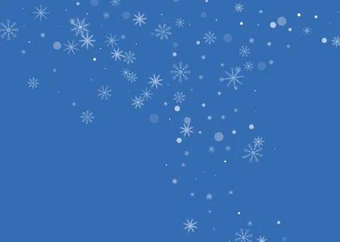 Snowflakes. Snow, snowfall. Falling scattered white snowflakes on a blue back Stock Illustration
