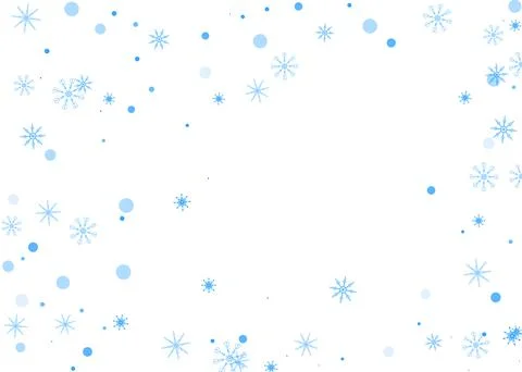 Snowflakes. Snow, snowfall. Falling scattered blue snowflakes on a white back Stock Illustration