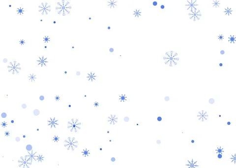 Snowflakes. Snow, snowfall. Falling scattered blue snowflakes on a white back Stock Illustration