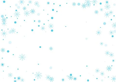 Snowflakes. Snow, snowfall. Falling scattered blue snowflakes on a white back Stock Illustration