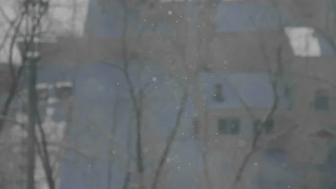 Snowflakes in sunlight. Snowfall in the city. 库存影片 165976261