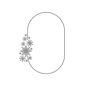 Snowflakes thin minimalist frame simple hand drawn vector outline illustratio イラスト素材