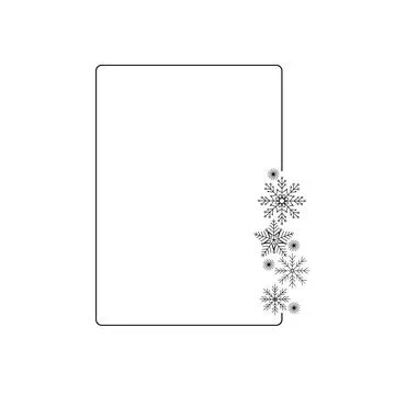 Snowflakes thin minimalist frame simple hand drawn vector outline illustratio イラスト素材