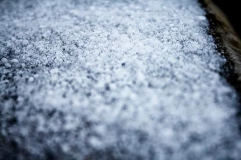 Snowflakes on tree trunk Foto stock