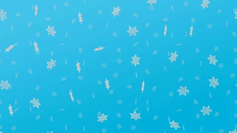 Snowflakes turn around and fall down on the light blue background. 3d rendering. Stock Footage 165283857