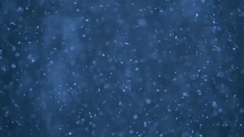 Snowflakes twirl gently in slow motion, evoking holiday magic on a blue Stock Footage 295328222