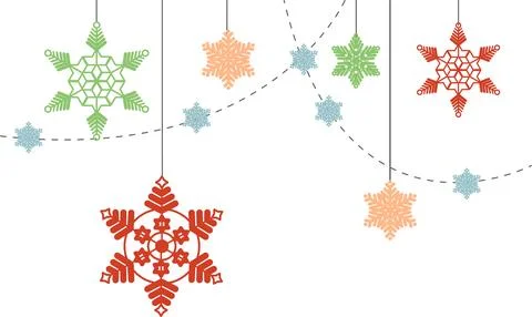 Snowflakes vector flat Christmas on the white background Stock Illustration