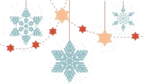 Snowflakes vector flat Christmas on the white background Stock Illustration