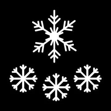 Snowflakes vector Icon. Flat logo of snowflake isolated on black background. Stock Illustration